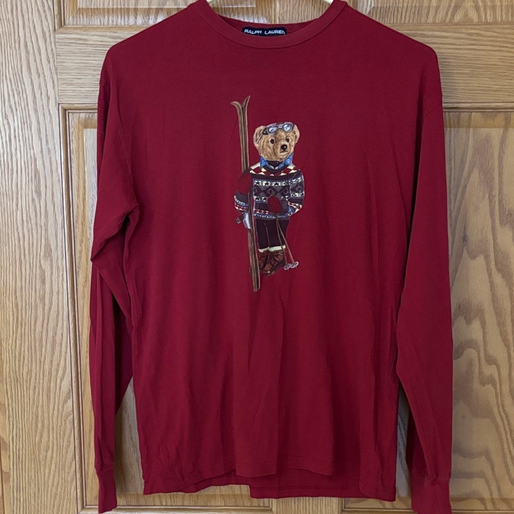 Vintage Ralph Lauren Red Ski Bear Long-Sleeve Shirt